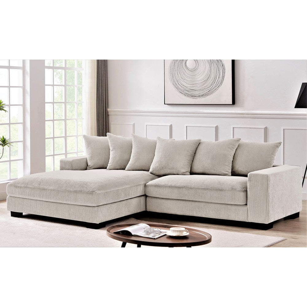 Luxe Oversized Two-Piece Right Facing Sectional Couches for Living Room, 102.4-Inch L Shaped Sofa with Chaise, Upholstered with Corduroy Fabric, Dark Grey