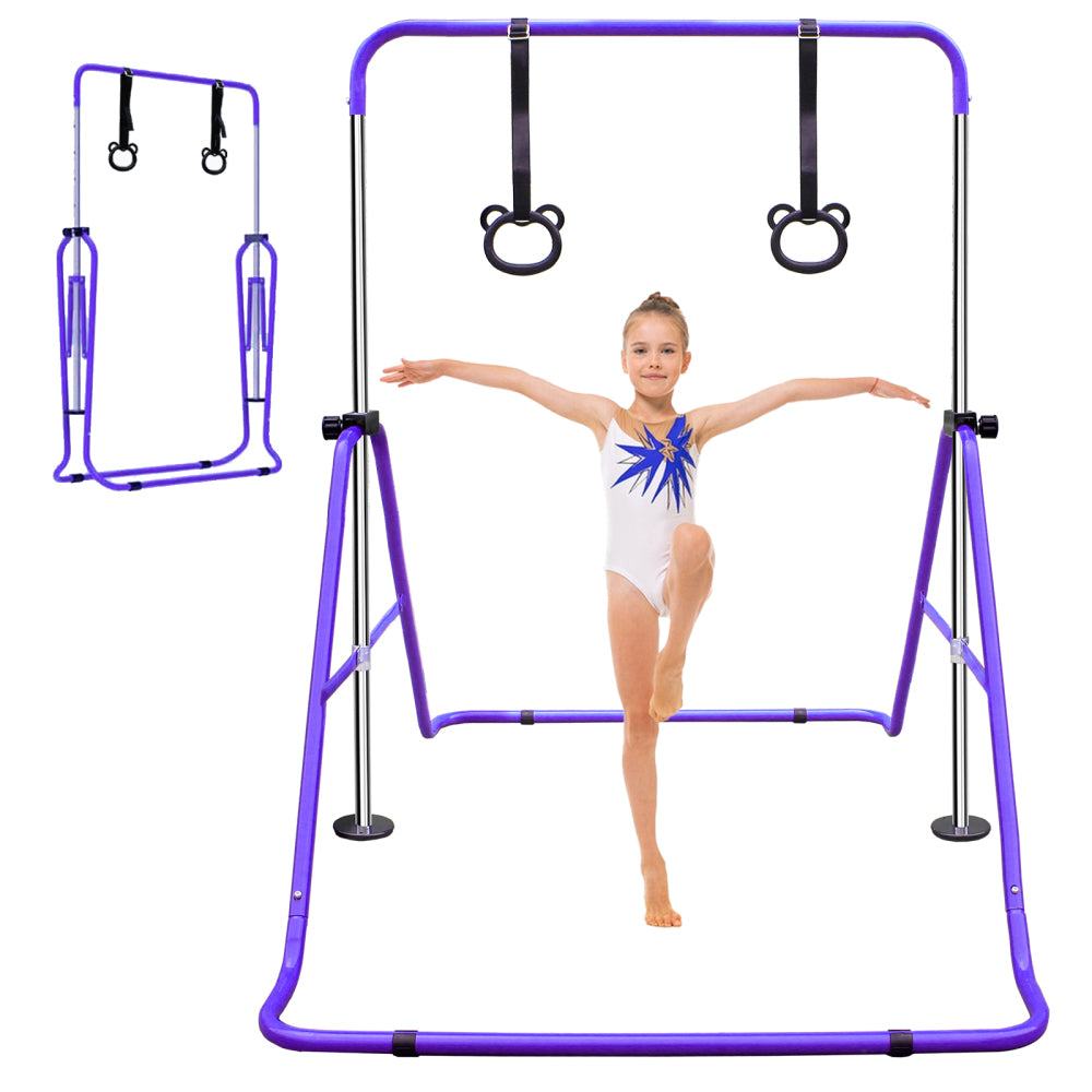 Black Multi-Functional Adjustable Height Children's Horizontal Gymnastic Bar With Bear Rings