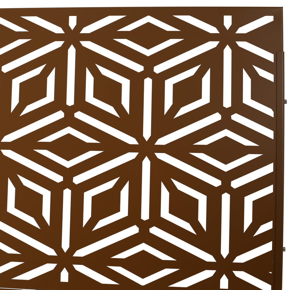 Outdoor & Indoor Privacy Screen Metal Privacy Screen 76" H×48" W, Freestanding Decorative Privacy Screen for Deck Balcony Patio, Privacy Fence Panels for Outside Lawn Garden PS115 BROWN