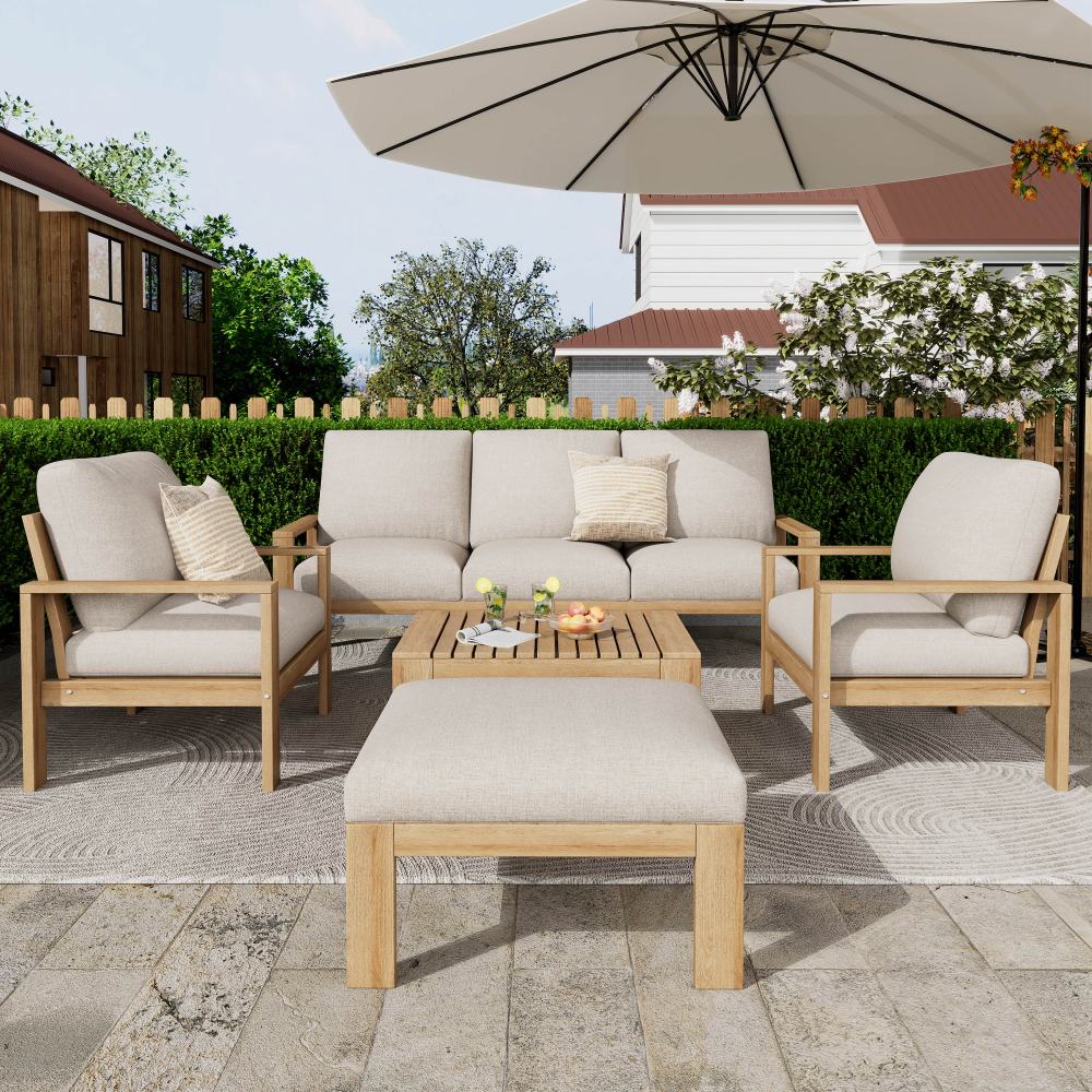 Outdoor Patio Chair with Cushions (Set of 2)