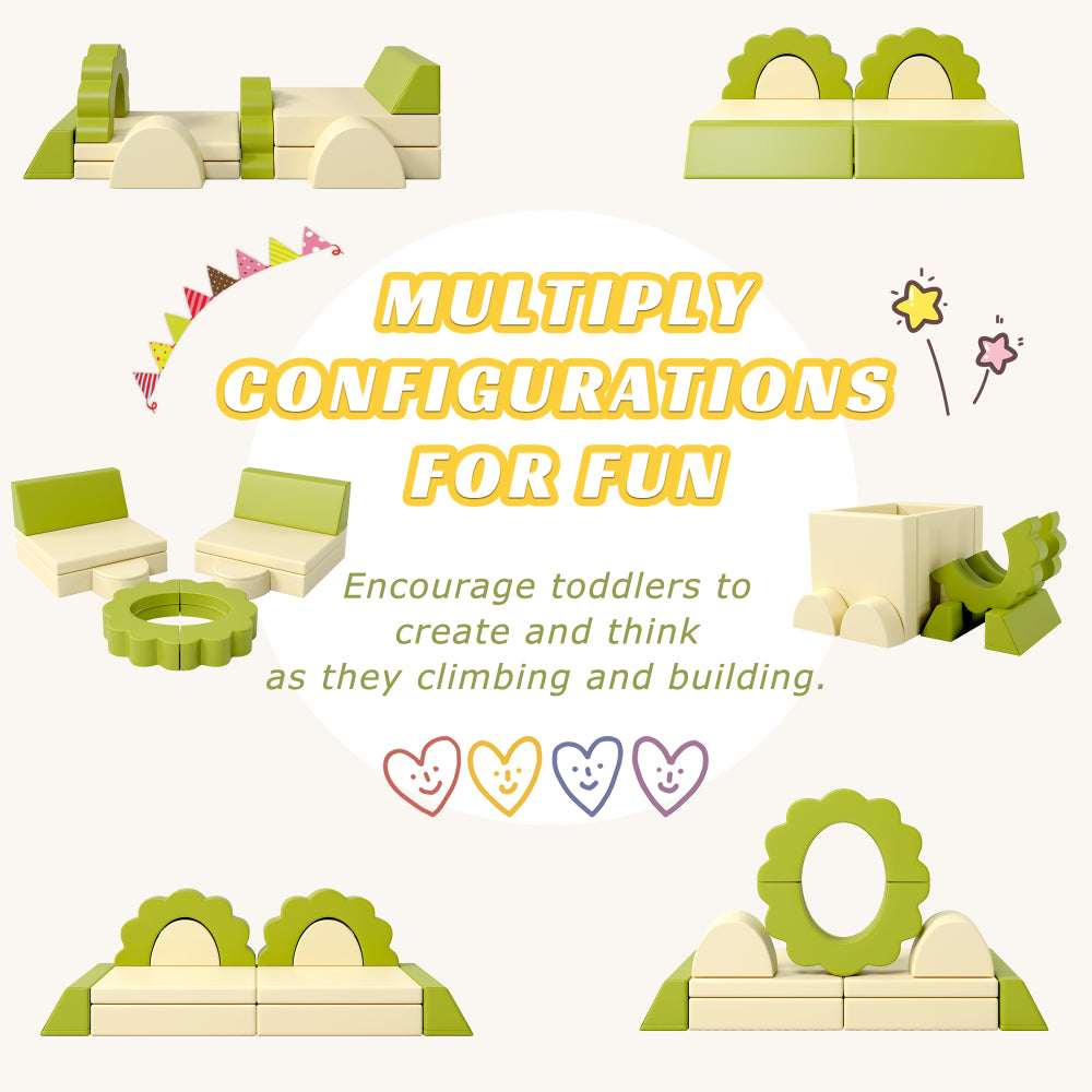 10PCS Kids Couch for Playroom, Baby Climbing and Crawl Foam Play Set, Foam Climbing Blocks Convertible Sofa ,Kids Play Couch, Indoor Climbing Structure for Toddlers, Infant, Kids, Pre-school