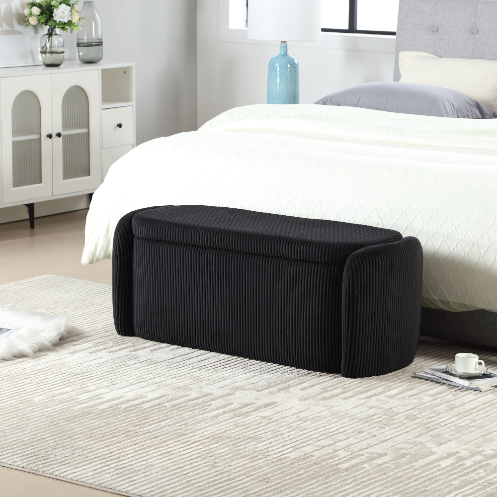 House Hold Storage Ottoman,Bedroom End Bench,Upholstered Fabric Storage Ottoman with Safety Hinge, Entryway Padded Footstool, Ottoman Bench for Living Room & Bedroom (Light Gray)