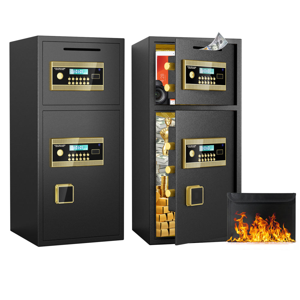 Large Double-door Coin-operated Safe,Digital Security Safe with Fireproof and Waterproof Bag,6.0 Cubic Feet Safe Box with Hidden Code Function for Home,Office and Hotel