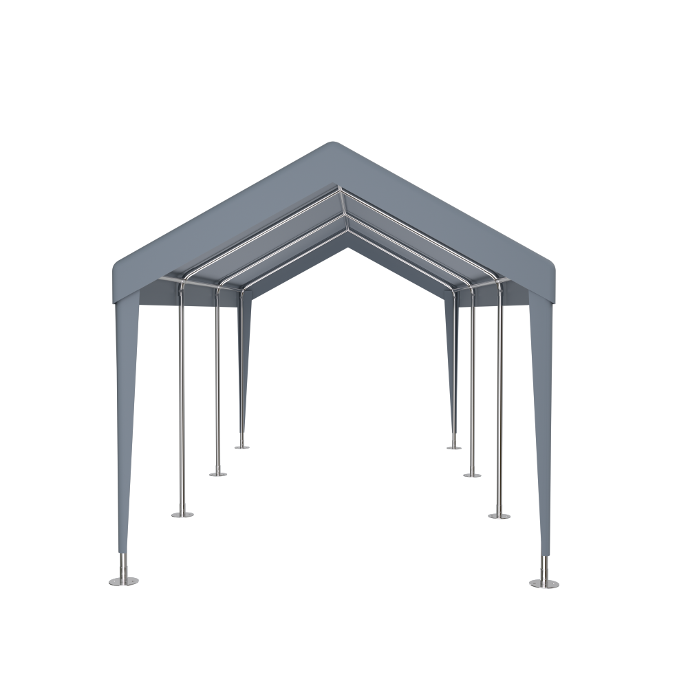 Carport 12' x 20' Portable Garage, Heavy Duty Car Port Canopy with 2 Roll-up Doors & 4 Ventilated Windows for Car, Truck, Boat, Garden Tools,grey
