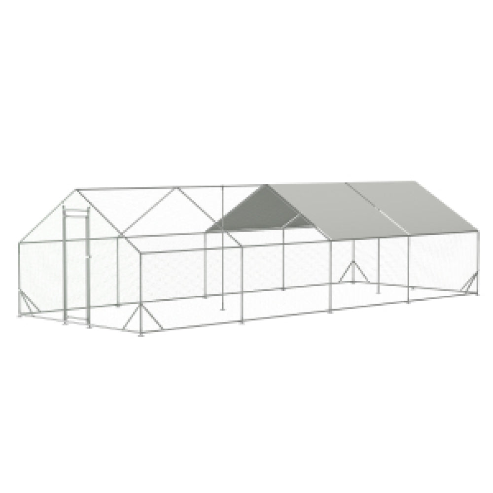 Large Metal Chicken Coop, Walk-in Chicken Run,Galvanized Wire Poultry Chicken Hen Pen Cage, Rabbits Duck Cages with Waterproof and Anti-Ultraviolet Cover for Outside(10' L x 13 W x 6.56' H)
