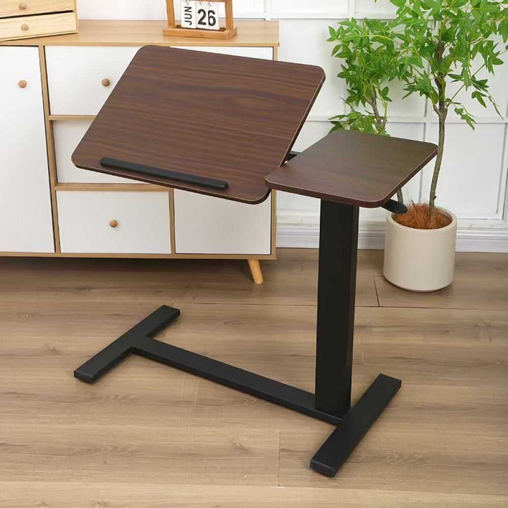 Bedside Table,Folding Overbed Bedside Desk Mobile Rolling Laptop Stand Tilting Overbed Table with Wheels Height Adjustable Tray Table for Laptop Bed Sofa Side Table (WALNUT),Gift for Mother's day