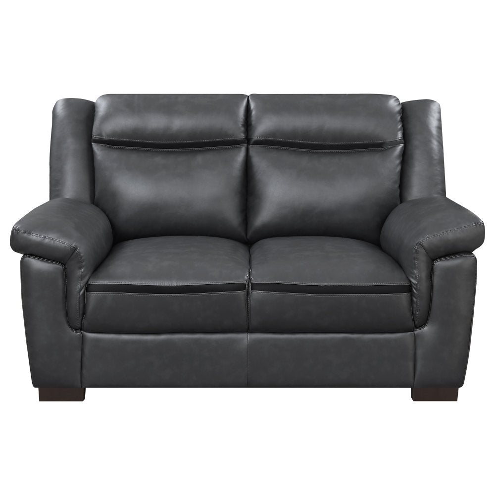 Borden Grey 2-piece Faux Leather Living Room Set