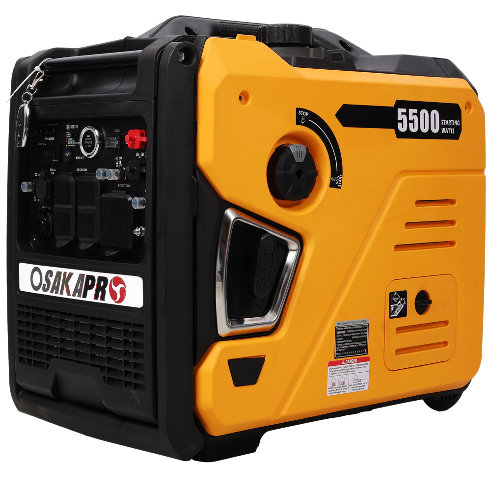 Super quiet Inverter Generator 5.5KW portable generator electric&remote start, foldable handle with wheels, 224cc 4 stroke EPA compliant