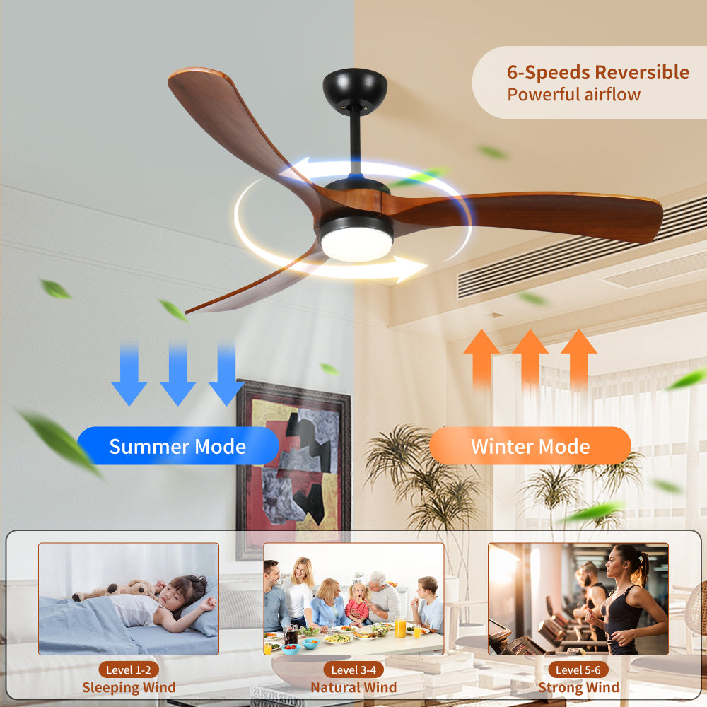 52 "3 solid wood leaf ceiling fan lights
