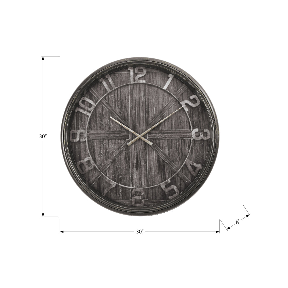 Clocks, 30" Round, Large Oversized, Wall Clock, Brown, Transitional