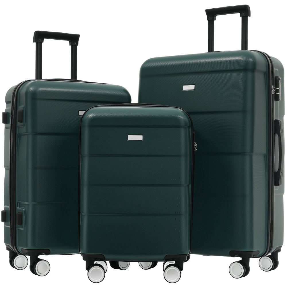 Hardshell Luggage Sets 3 Piece Double Spinner Wheels Suitcase with Handle Password Lock, Lightweight 20"+24"+28" Luggages