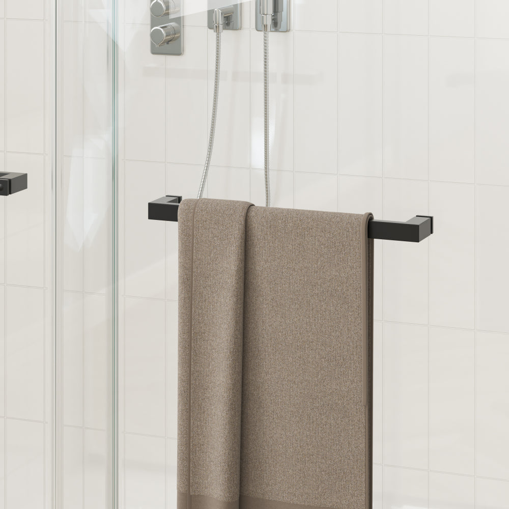 56-60 in. W x 76 in. H Sliding Frameless Soft-Close Shower Door with Premium 3/8 Inch (10mm) Thick Tampered Glass in Matte Black 03A42-6076