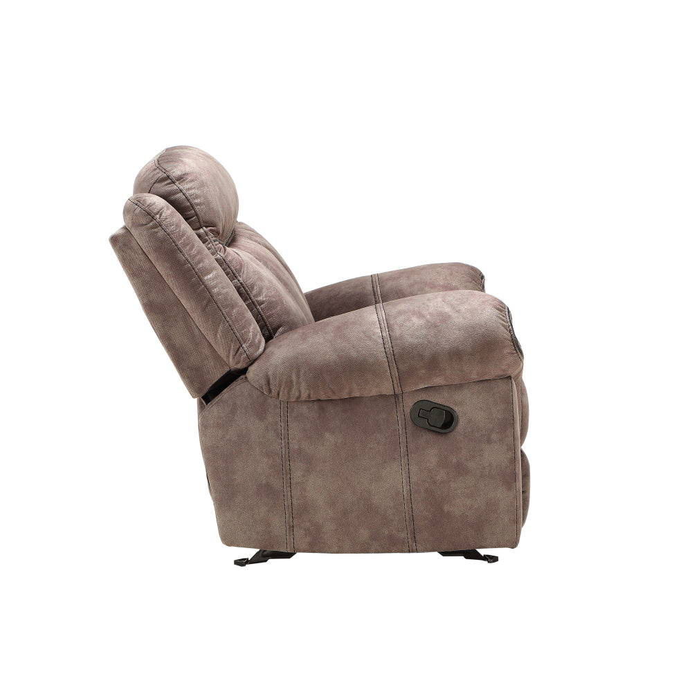 Zubaida Two Tone Chocolate Velvet Recliner Loveseat w/USB Port & Console