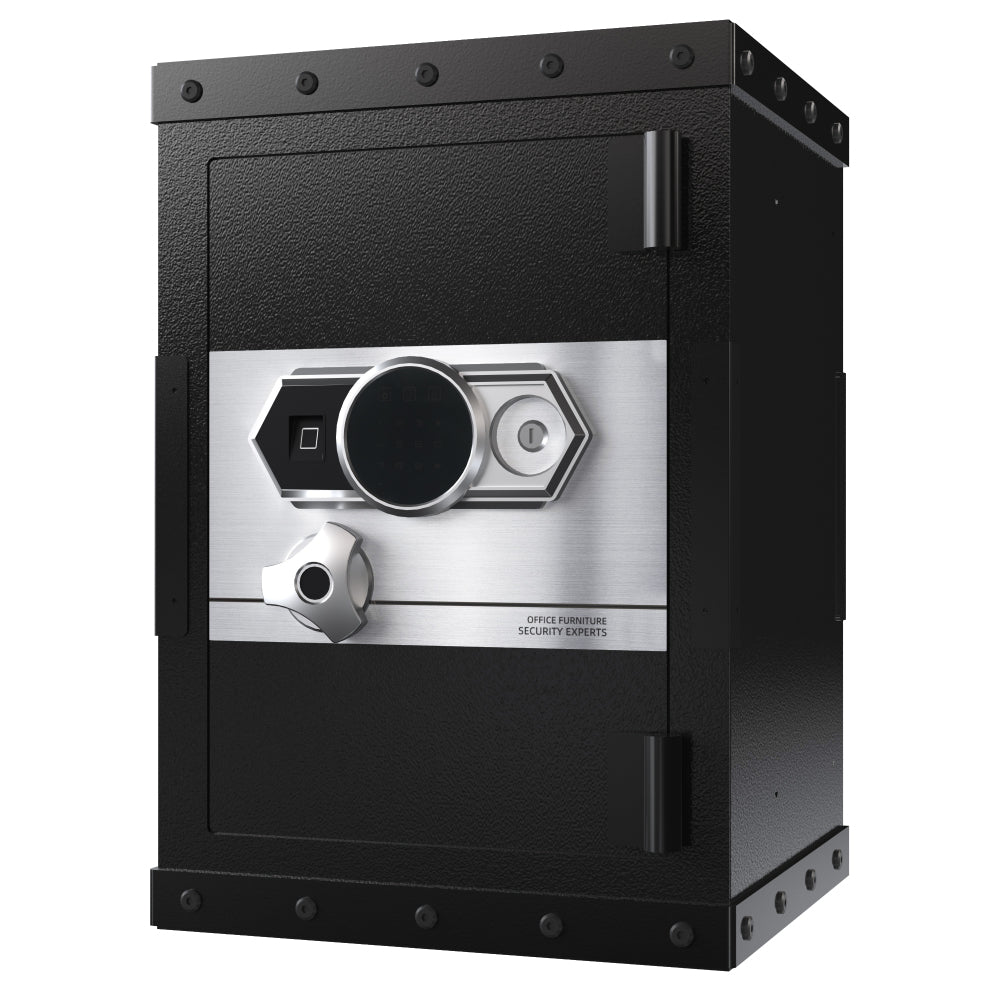 Three-lock safe, measuring 24.4 ″ × 16.5″ × 14.9 ″, suitable for home and office use, large steel digital safe equipped with a digital lock.