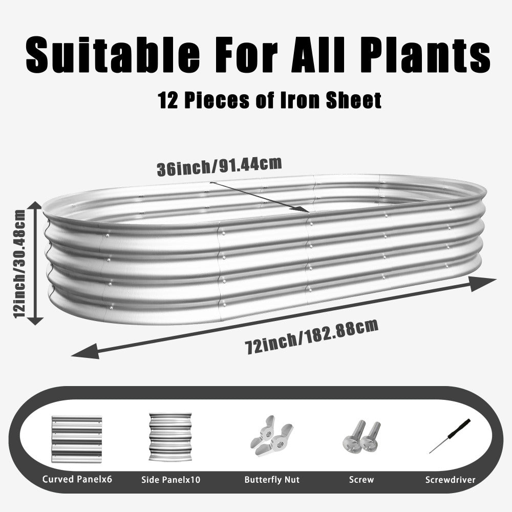 6x3x1ft Raised Garden Bed Kit, Galvanized Planter Raised Garden Beds for Outdoor for Vegetables,Flowers &Herbs, Heavy Duty, Rust-Resistant, Easy Assembly