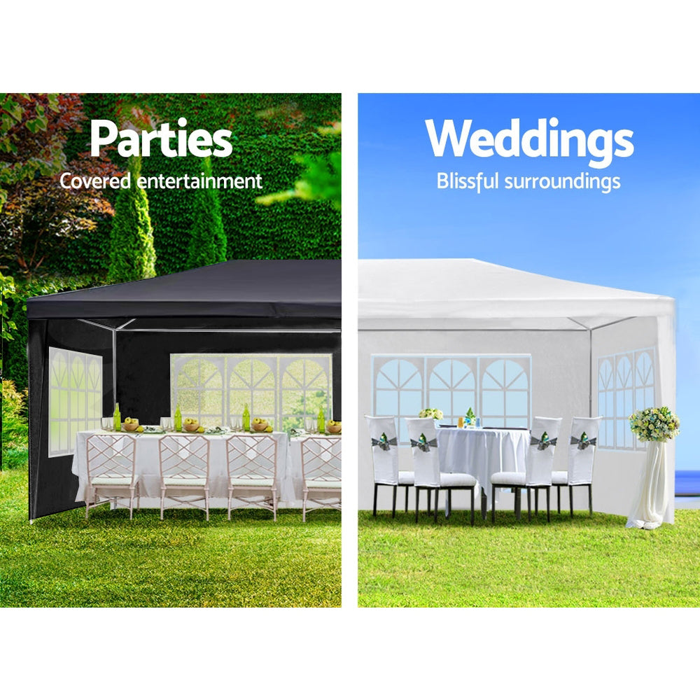 10x30' Wedding Party Canopy Tent Outdoor Gazebo with 8 Removable Sidewalls Black Color