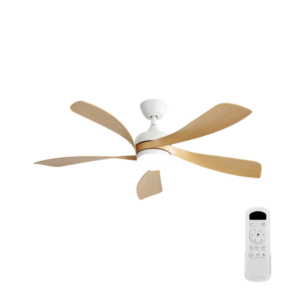 52 Inch Indoor Ceiling Fan With 3 Color Dimmable 5 ABS Blades Remote Control Reversible DC Motor Black With Led Light