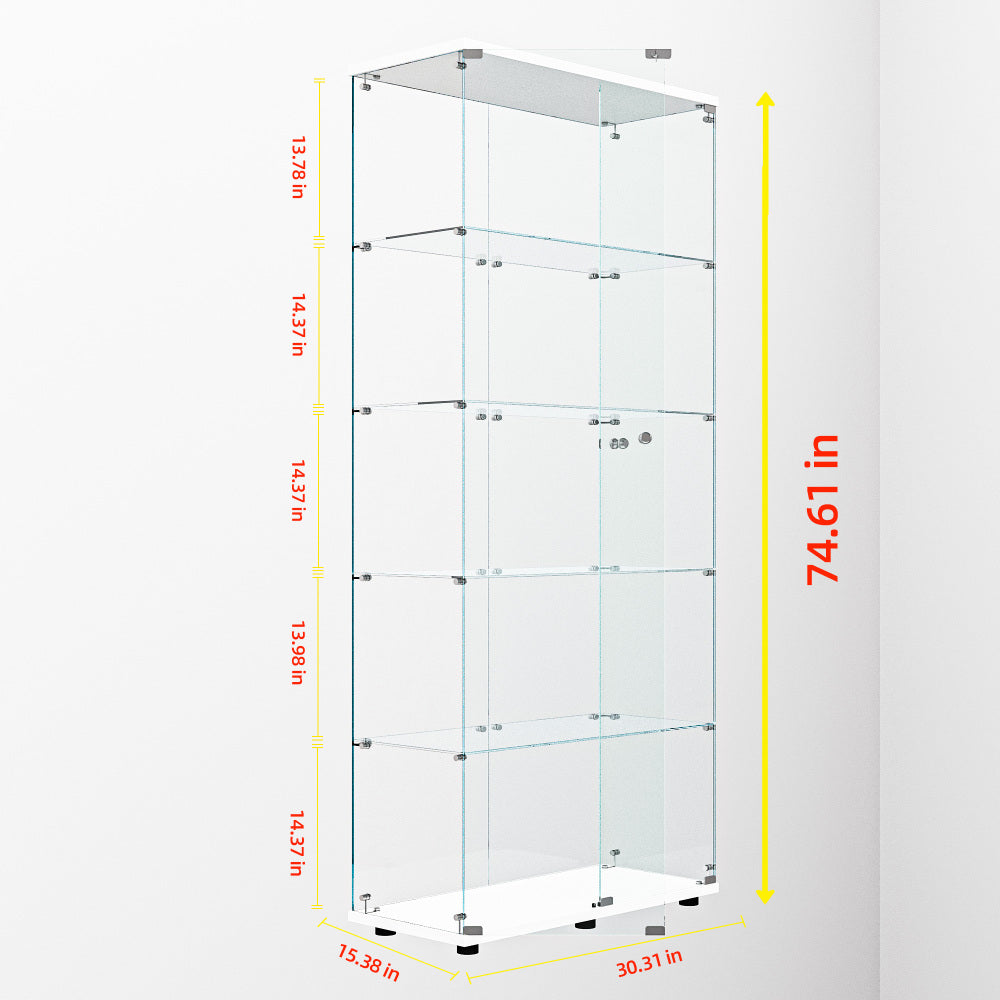 Tempered glass display cabinet,liquorcabinet,storagecabinet,filecabinet,with paipai lights,with locks,bottom equipped with adjustable feet,suitable for uneven,living room bedroom,corridor,office,white