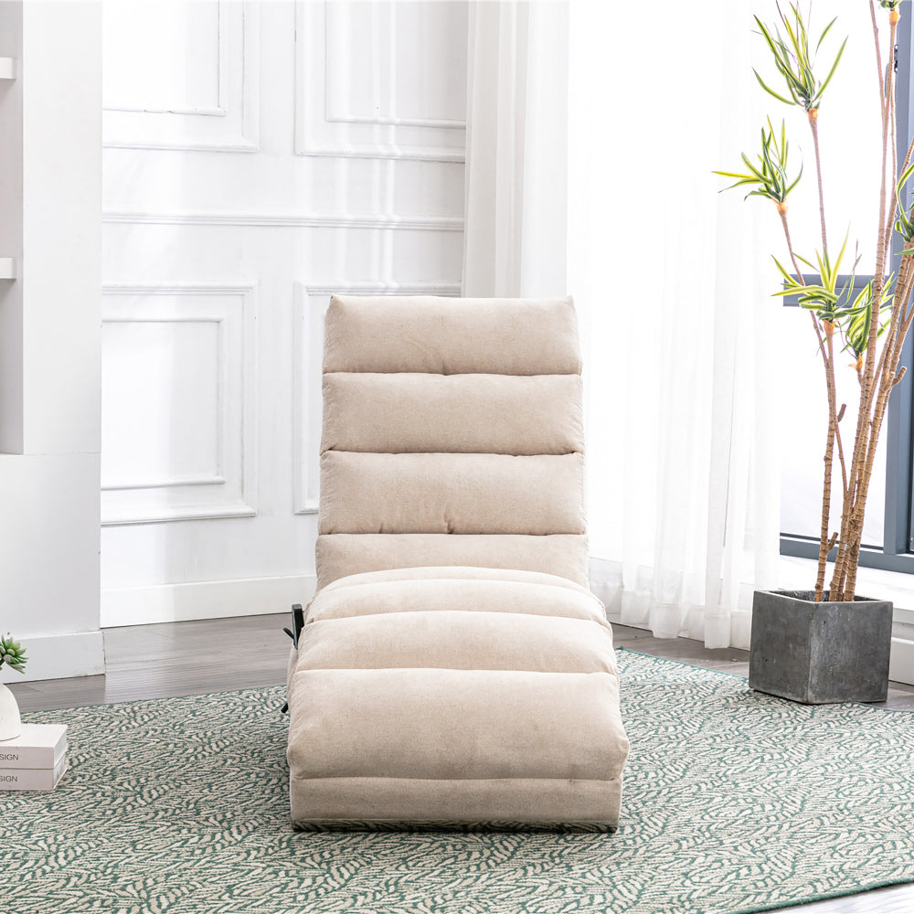 Linen Massage Chaise Lounge Indoor with Remote Control,Ergonomic Electric Massage Long Lounger with 5 Modes for Office, Living Room,Bedroom (Beige)