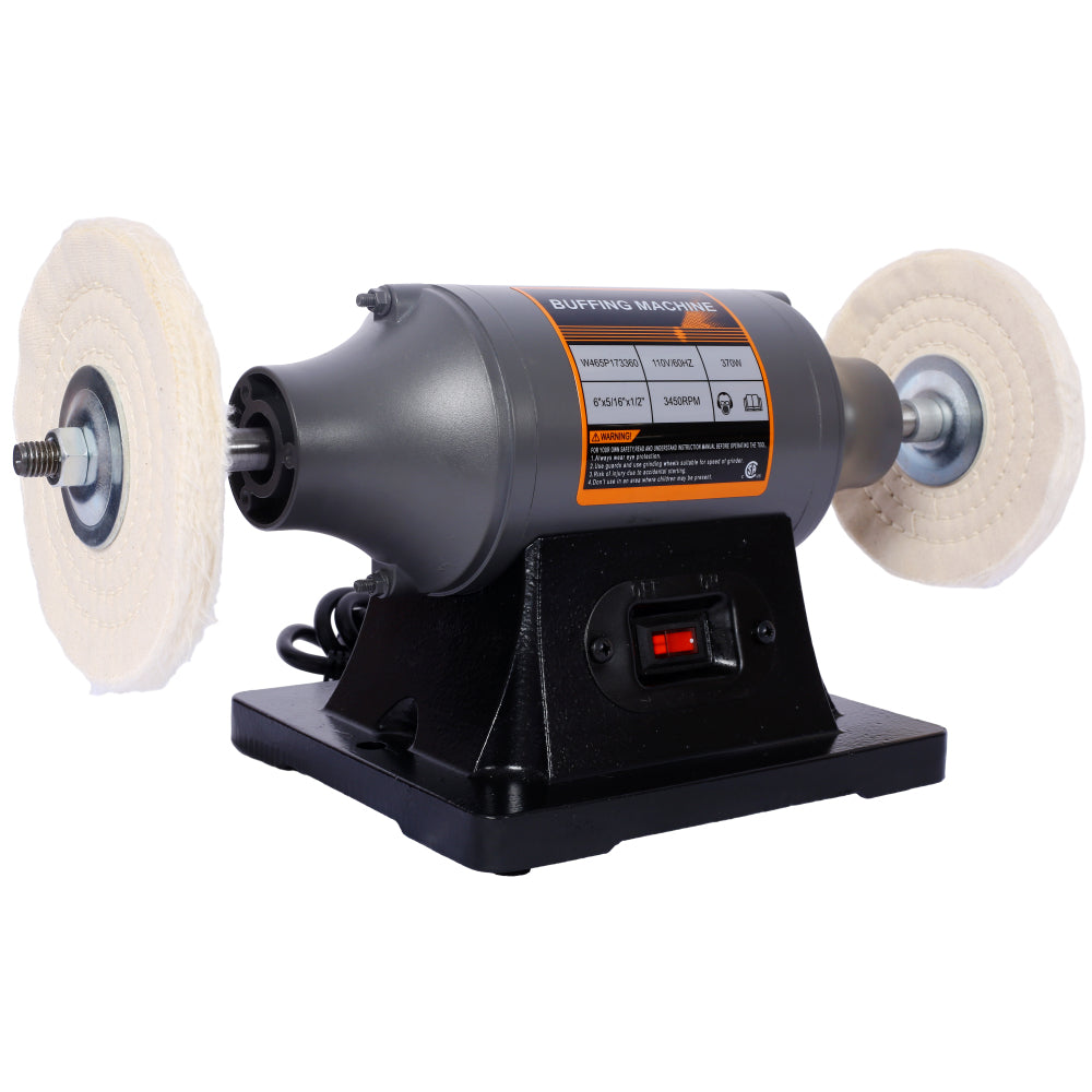 6-Inch Electric Polisher Bench Buffer Grinder - Includes 4PCs 80Ply Thic Buffing Wheels Ideal Benchtop Buffing Machine for Polishing Metal, Jewelry, Knives, Wood, Jade, and Plastic.CSA Certificated