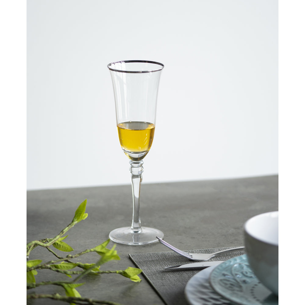 D3.7x7.7" Felicity Wine Glass with Silver Rim, Set of 4