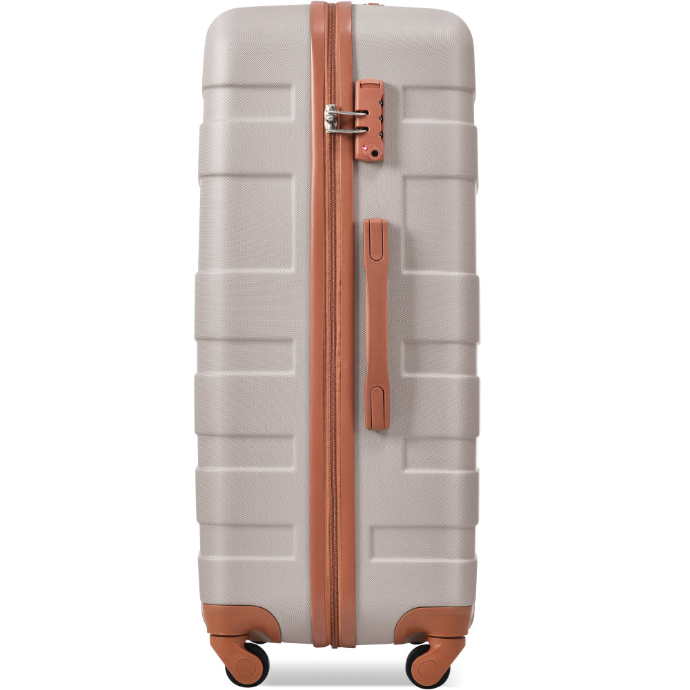 Luggage Sets New Model ABS Hardshell 3pcs Clearance Luggage Hardside Lightweight Durable Suitcase sets Spinner Wheels Suitcase with TSA Lock 20''24''28''( light brown)