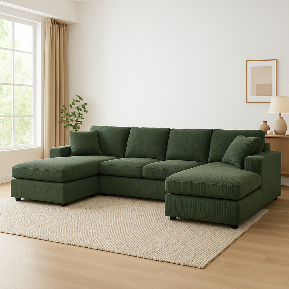 3 - Piece Corduroy Double-Chaise Sectional