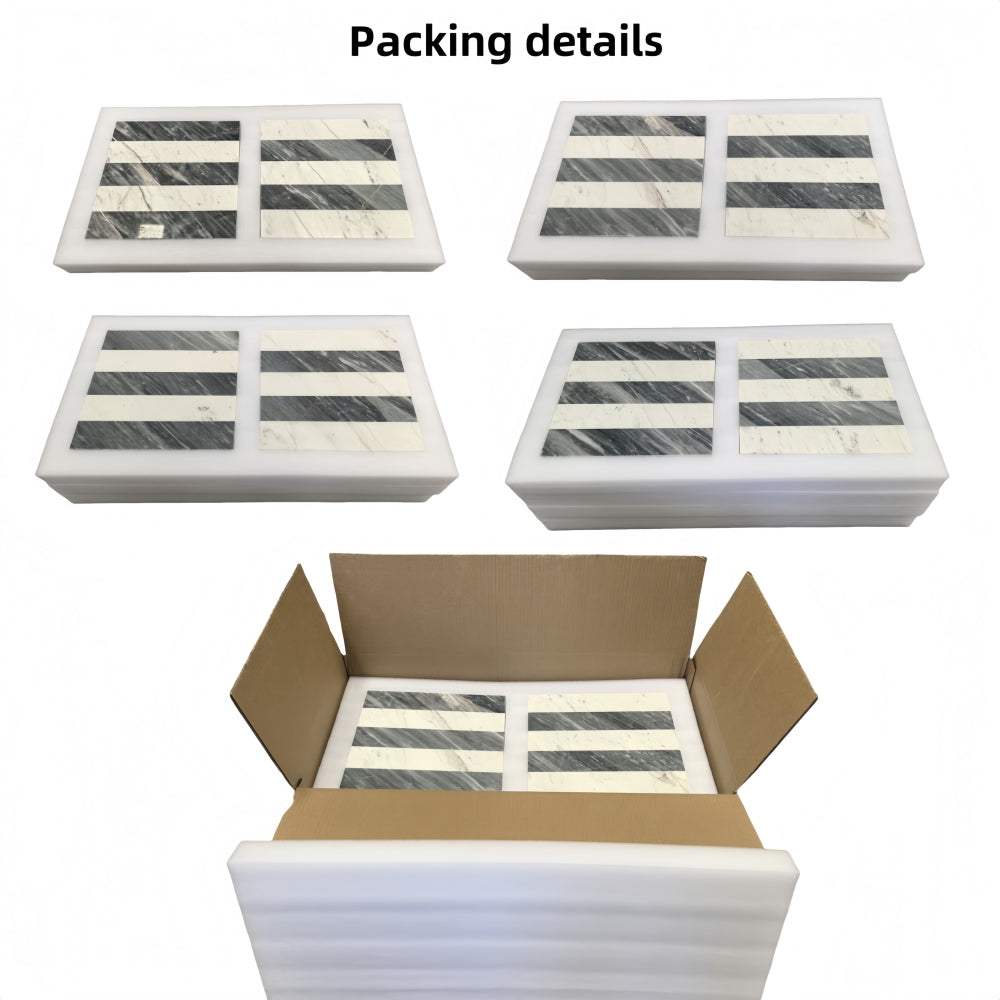 12*12 Waterjet marble,White Grey 2 color, natural marble, for floor and wall,polished marble tile, natural stone, genuine marble, real marble, 1 box each pattern 4 pcs