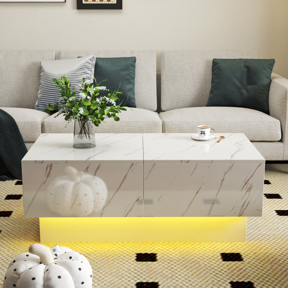 Coffee table with unique architectural shape,white