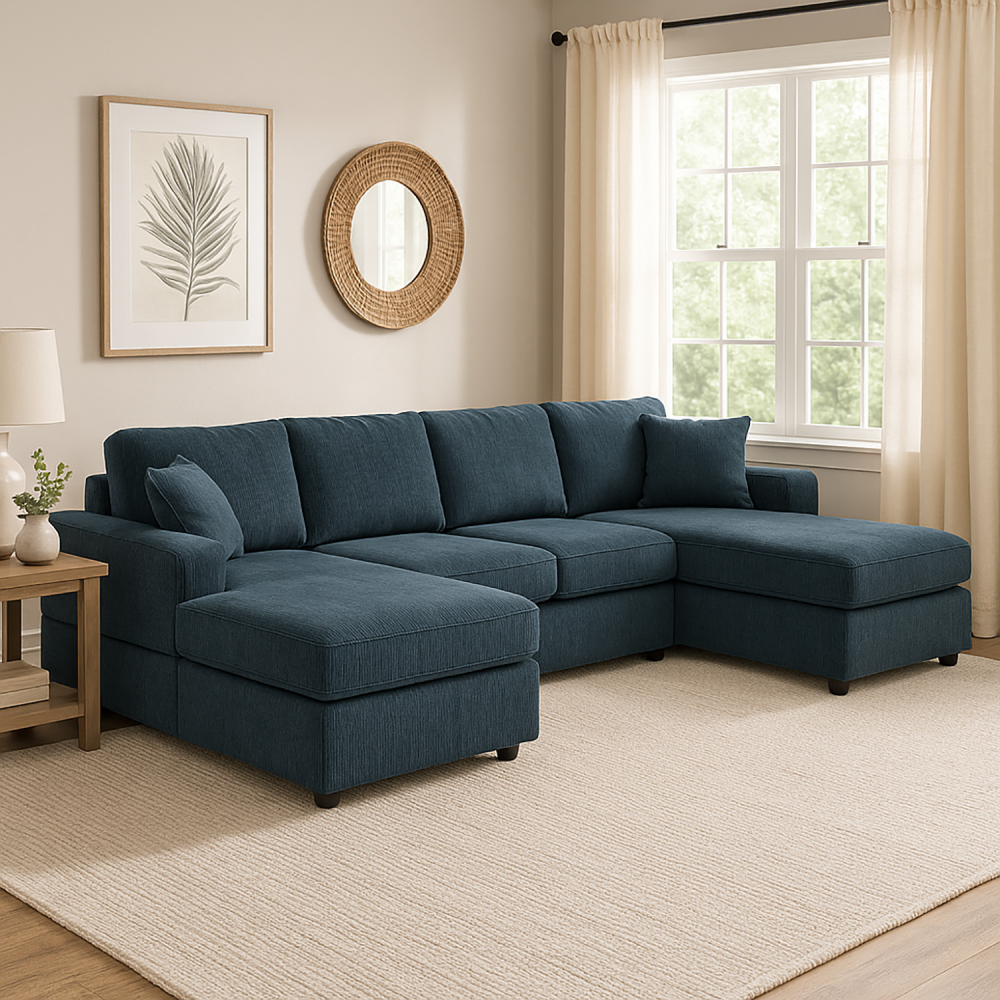3 - Piece Corduroy Double-Chaise Sectional