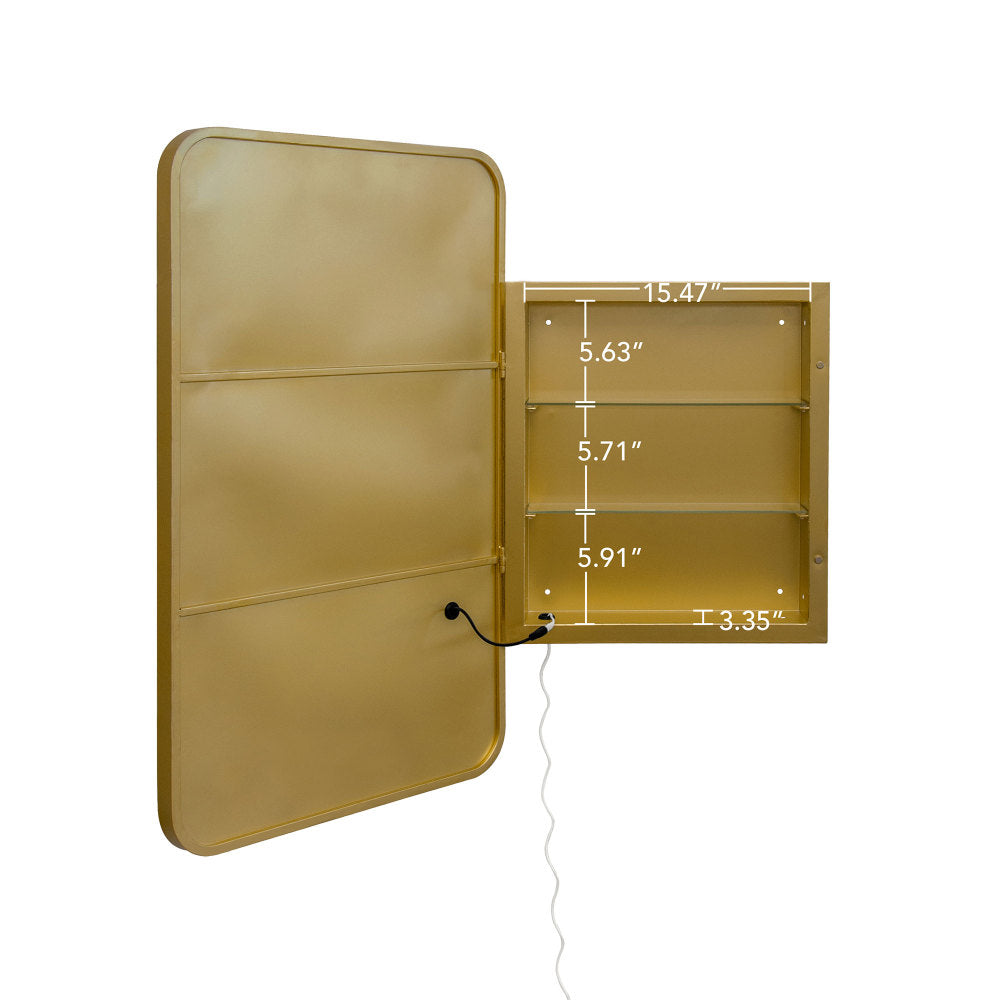 Rectangle Medicine Cabinet Mirror Bathroom Mirror with Storage Wall Mounted Medicine Mirror Cabinet with LDE,Golden