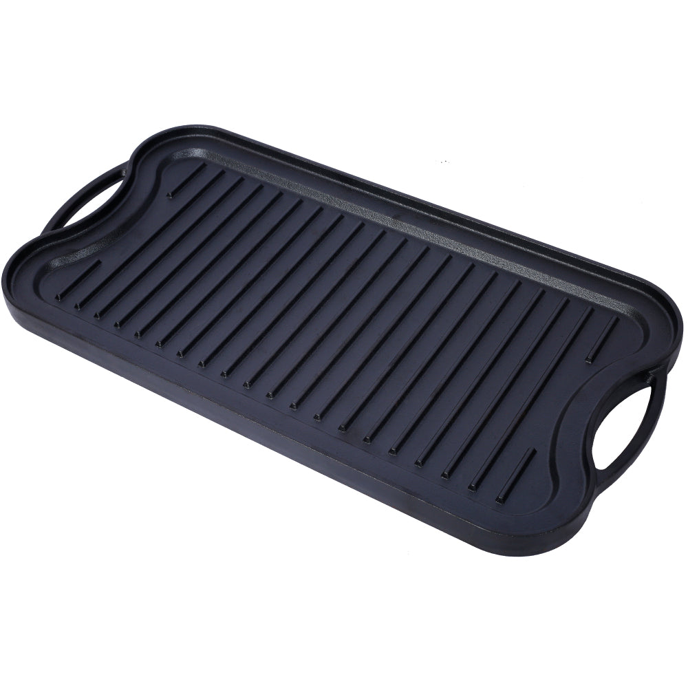 Pre-Seasoned Cast Iron Reversible Rectangular Grill/Griddle, Black,20inch x 10inch
