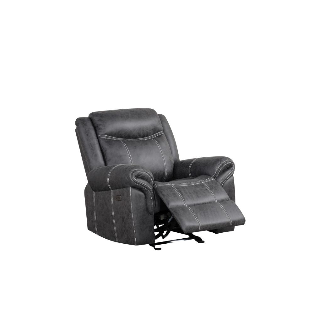 Zubaida Two Tone Chocolate Velvet Recliner Loveseat w/USB Port & Console
