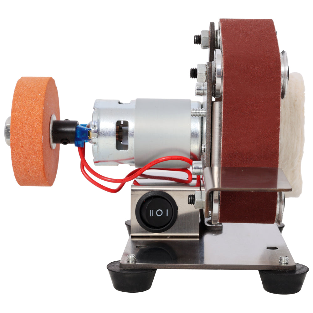 Mini Electric Belt-Sander Knife-Sharpener Sanding Machine 96W, Small Bench Grinder Kit 7 Speed Adjustable Power Polisher DIY Polishing Grinding Tool, Handcraft Jewelry