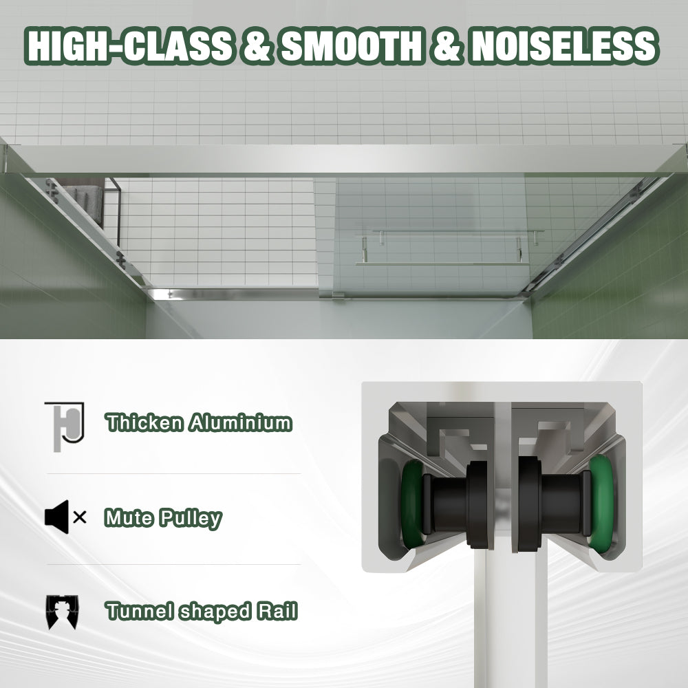 56-60"x70" Aluminum Frame Double Sliding Shower Door,Bypass Bathroom Sliding Door with Premium 5/16" (8mm) Clear Tempered Glass, Chrome Hardware Sliding Glass Shower Enclosure,Chrome Finished