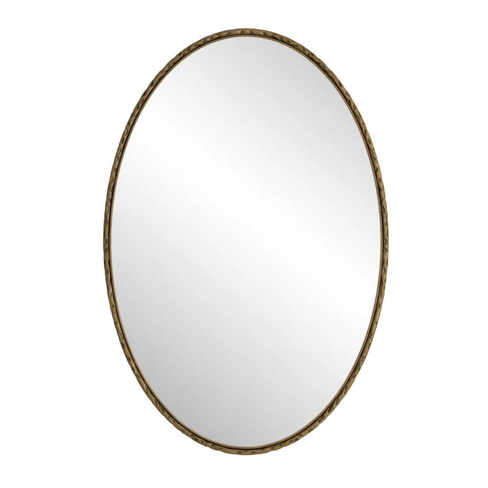 Iron Art Oval Retro Mirror, Antique Effect, Wall Hanging, Suitable For Bathroom, Bedroom, Living Room (Gold)