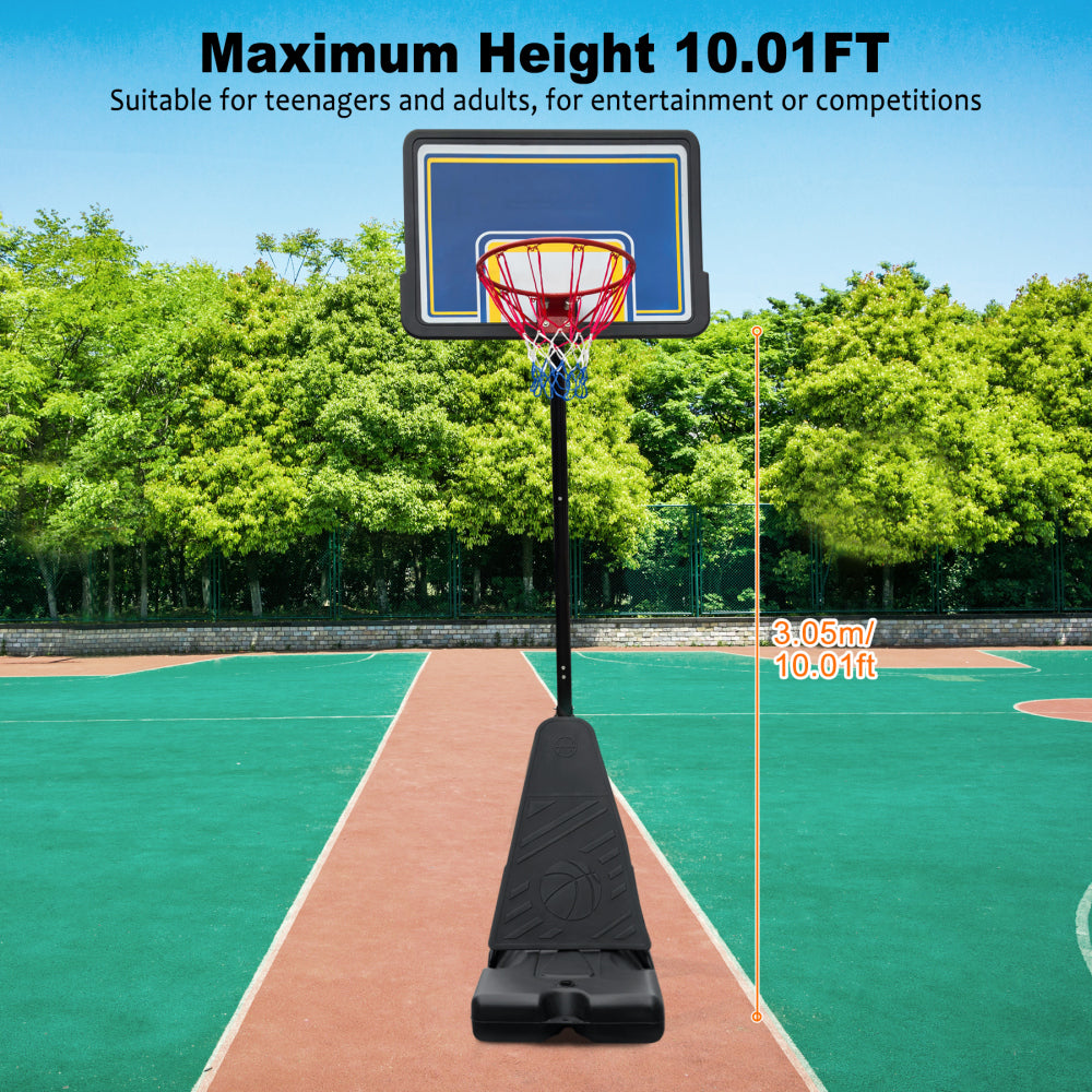 Portable Basketball Hoop for Youth Adults & Professional Match,Adjustable Height 8.04 ft to 10.01 ft,39 inch Backboard with Rebound System, Indoor/Outdoor Basketball Goal with Rebound Board and Wheels