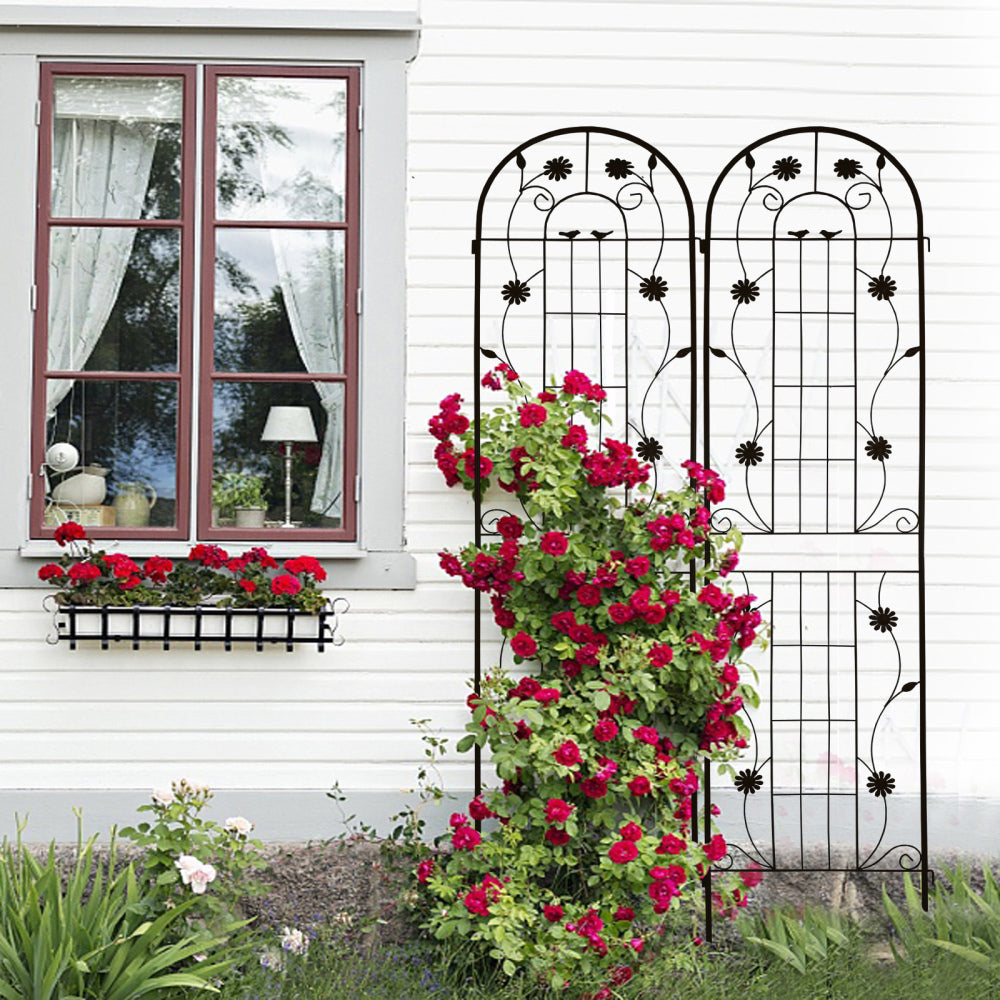 2 Pack Metal Garden Trellis 86.7" x 19.7" Rustproof Trellis for Climbing Plants Outdoor Flower Support Cream White