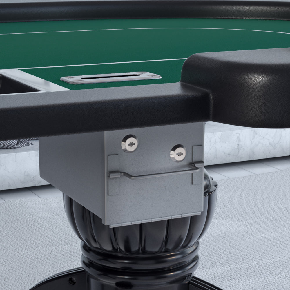 96" Poker Table for Texas Holdem Casino Game Premium Aura Oval with Waterproof Felt Cup Holders Chips Tray Drop Box Green