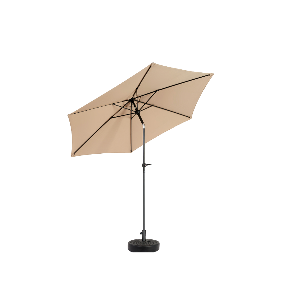 9FT Outdoor Patio Umbrella Outdoor Table Umbrella with Push Button Tilt and Crank, Market Umbrella 6 Sturdy Ribs , Deck, Backyard, Pool (Base Not Included) - ( khaki )