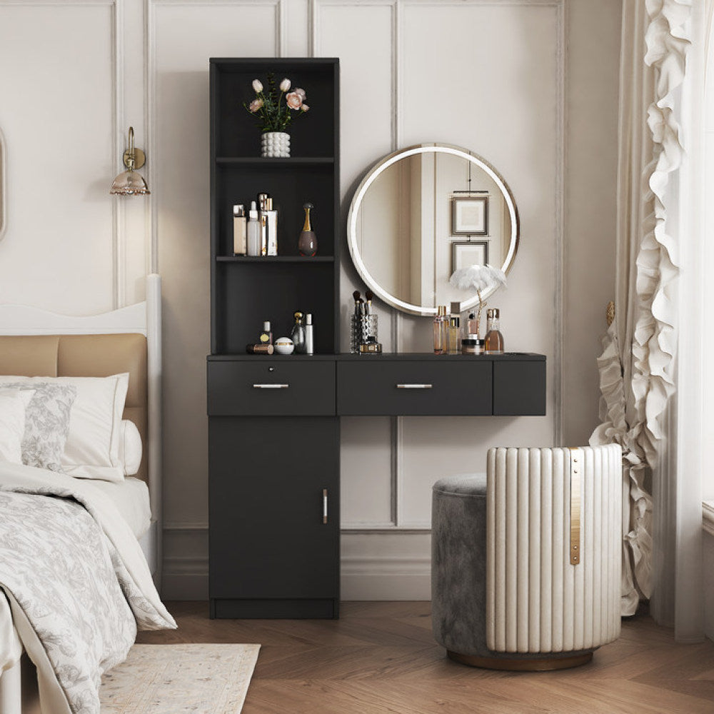 Pink modern simple hair desk, multi-layer storage space