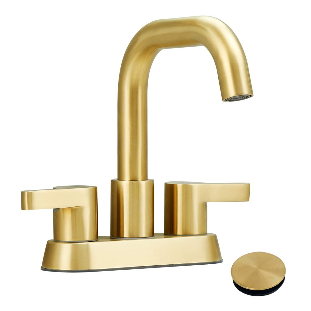 Bathroom Faucet 2 Handle 4 Inch Centerset Bathroom Sink Faucets 3 Hole with Pop Up Drain and Water Supply Lines, Brushed Nickel