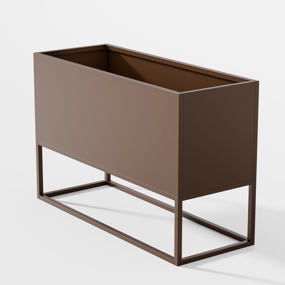 47*18*18 inch Large Metal Rectangular Planter with Shelves and Drainage Holes for Indoor/Outdoor Use, Perfect for Tall Plants, Flowers, or Shrubs in High-Traffic Areas