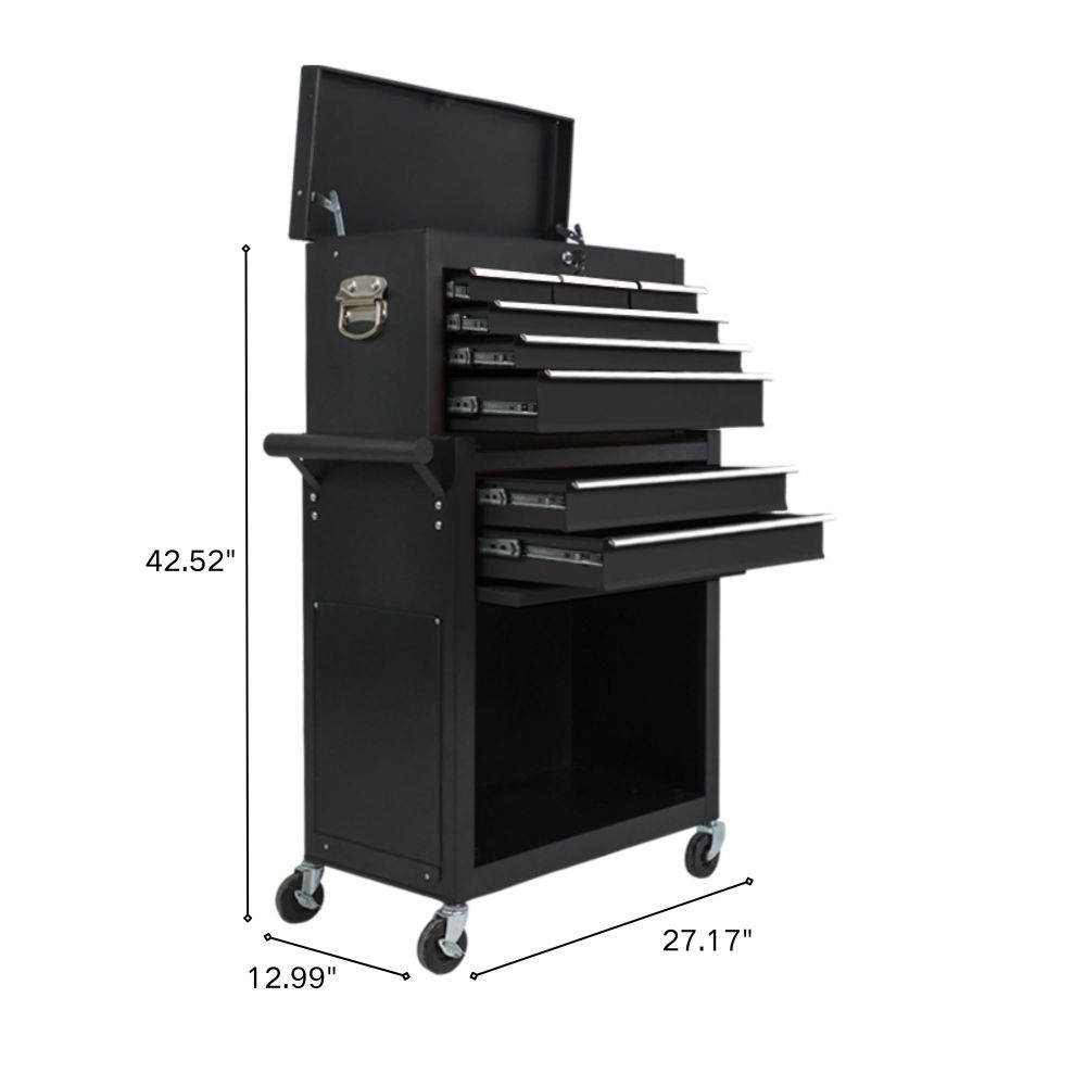 eight-drawer large capacity rolling toolbox, detachable cabinet storage toolbox with wheels and drawers, detachable toolbox with lock for workshop mechanical garage