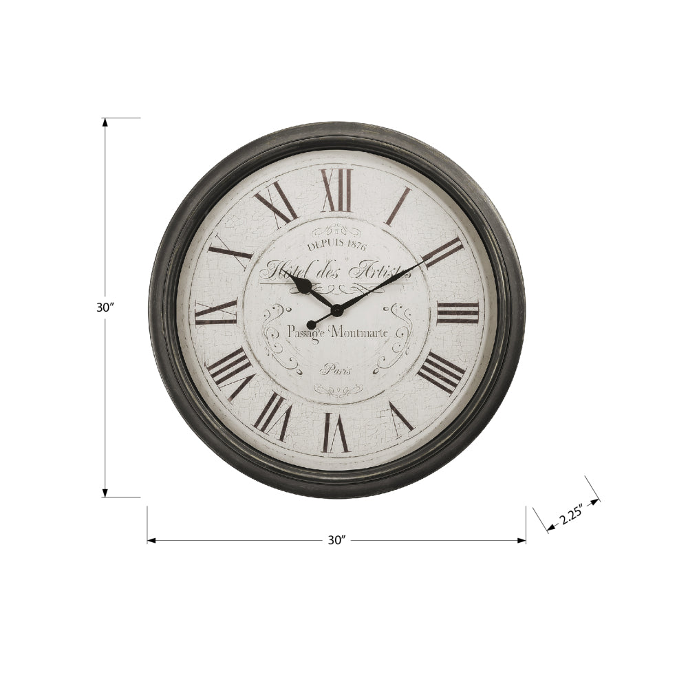 Clocks, 30" Round, Large Oversized, Wall Clock, Brown, Transitional