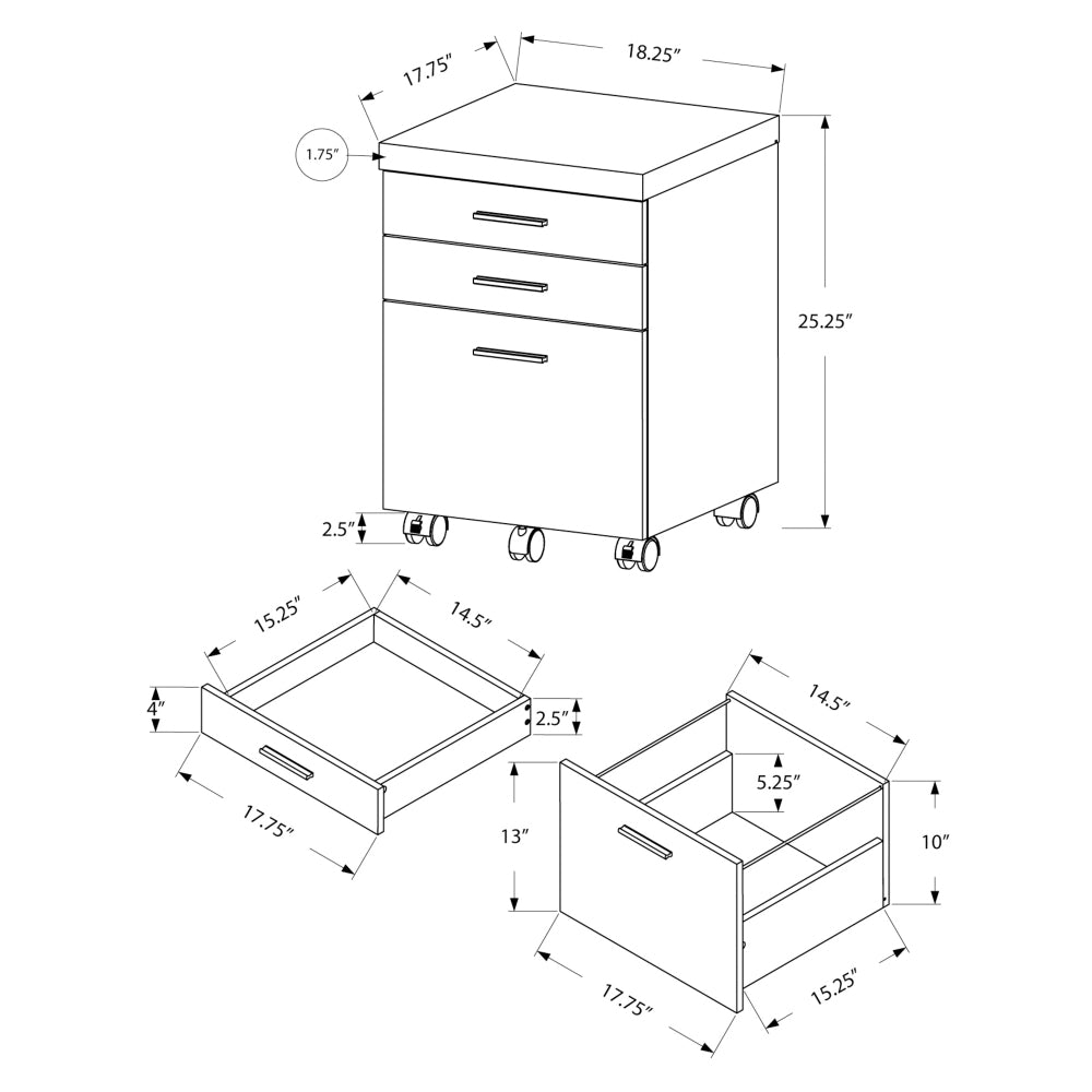 File Cabinet, Rolling Mobile, Storage Drawers, Printer Stand, Office, Work, Brown Laminate, Contemporary, Modern