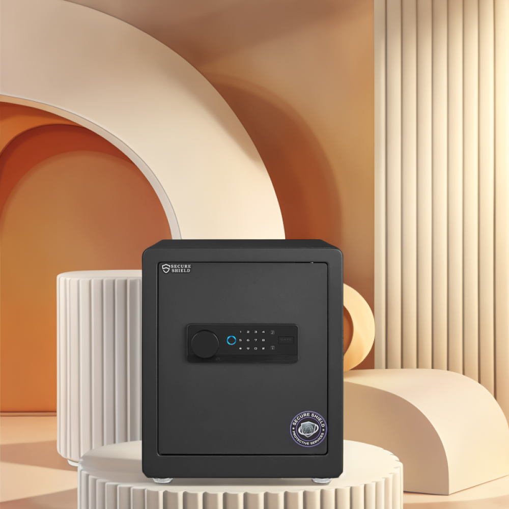 Safe Box with Biometric Recognition, Built-in Removable Partition And Flexible Compartment Partition, Dual Protection with Electronic Password Lock, Private And Invisible Hidden Compartment Structure,