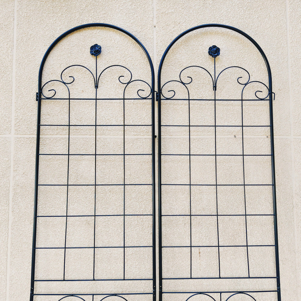 2 Pack Metal Garden Trellis for Climbing Plants Outdoor 86.7'' x 19.7'' Rustproof Plant Support Rose Trellis Netting Trellis Black