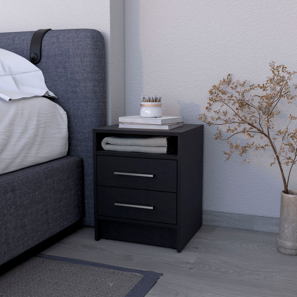Philadelphia Nightstand, Two Drawers, Concealed Shelf