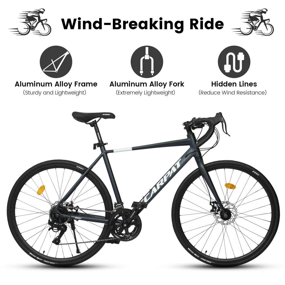 A28320R 700Cx28 Road Bike, Lightweight Aluminum Frame, Disc Brakes, 16-Speed, Fast Acceleration, Suitable for Men and Women, Ideal for High-Intensity Riding
